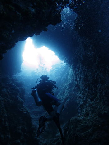 The underwater cavi in Sal Rock